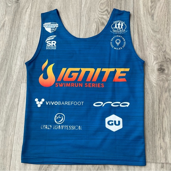 NWOT Ignite Swim Run Tank by Headsweats Gear. Small. Blue Performance tee - Picture 11 of 12